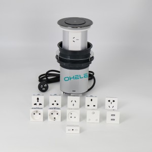 TUV Approval QI wireless charging tower Motorized pop up sockets with usb and Australian socket