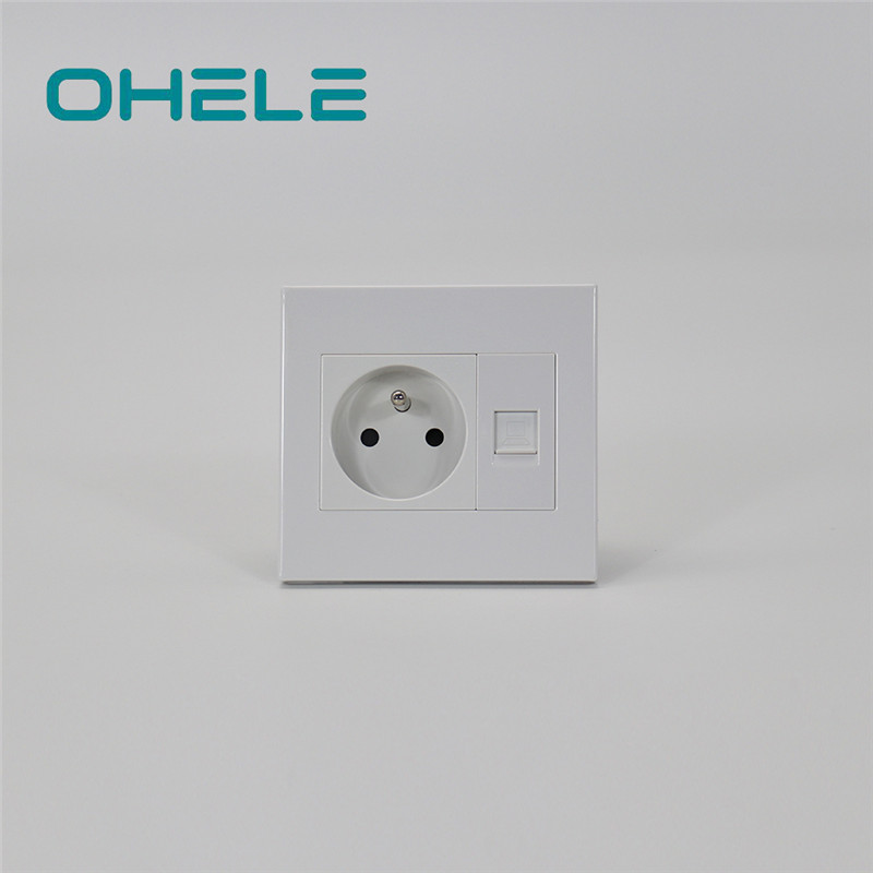 Ordinary Discount Wall Plug Multiple Outlets - 1 Gang French Socket+1 Gang Computer Port – Ohom