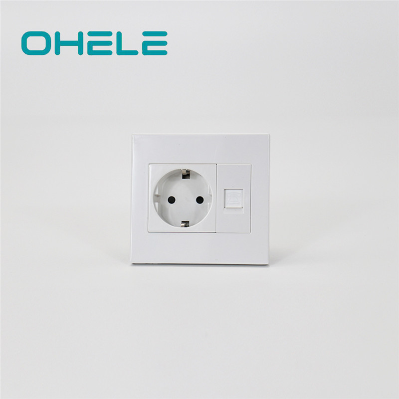 Discount Price Wall Outlet With Usb Ports - 1 Gang German(EU) Socket+1 Gang Telephone Port – Ohom