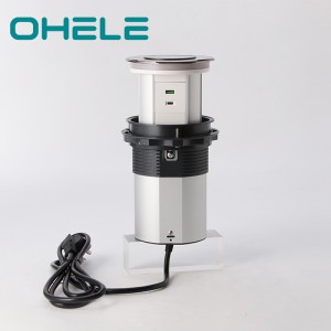 AI voice control Ready wireless charging tower Motorized pop up socket with QI USBA and USBC